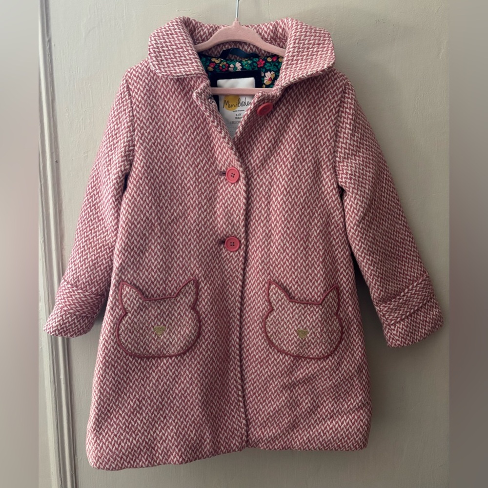 Mini Boden Pink Pea Coat for Kids